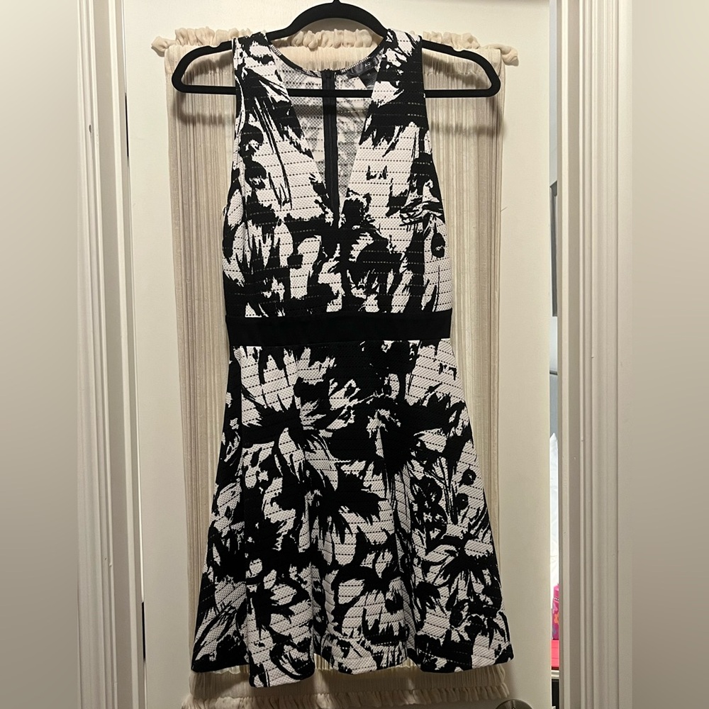 Aqua Black and White Floral Dress